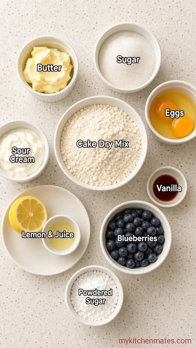 Moist Lemon Blueberry Pound Cake Ingredients
