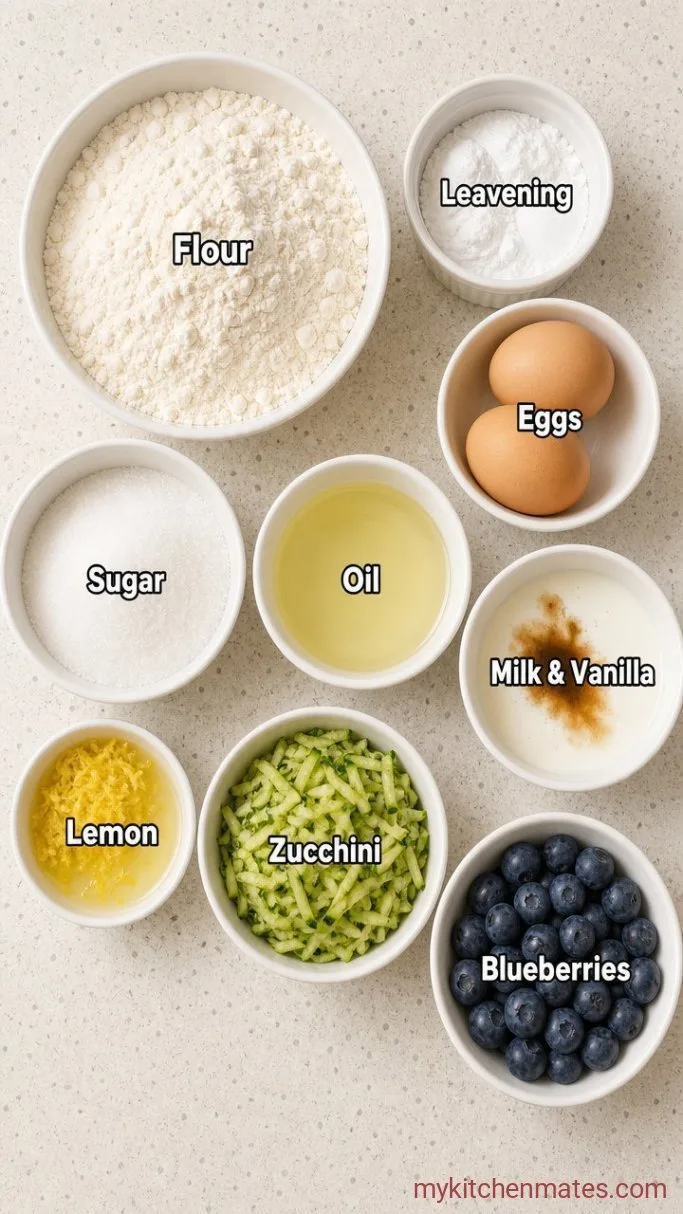 Moist Lemon Blueberry Zucchini Bread Ingredients