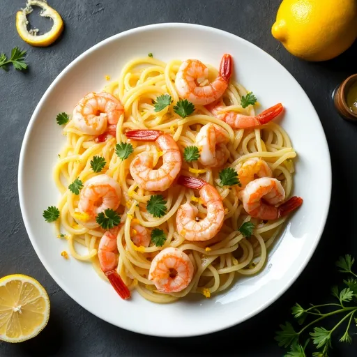 Lemon Butter Angel Hair Shrimp Scampi