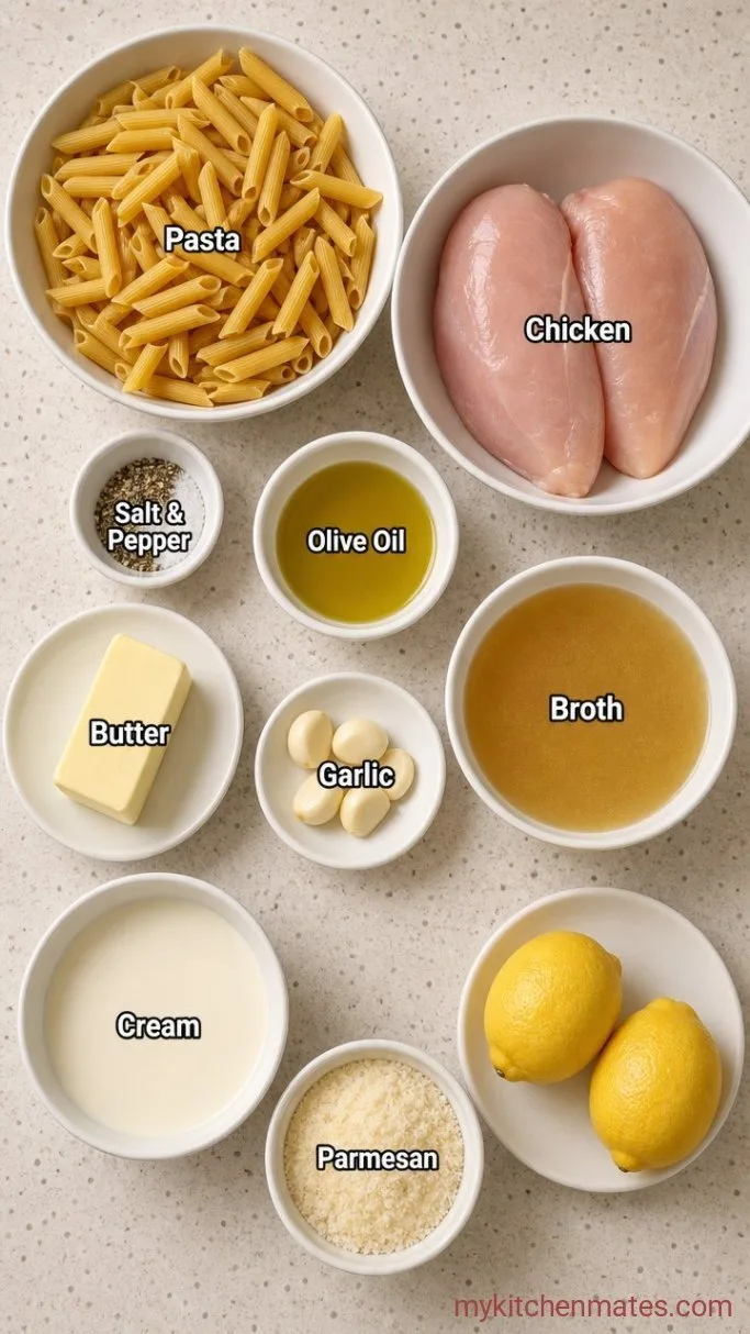 Weeknight Creamy Lemon Chicken Pasta Ingredients