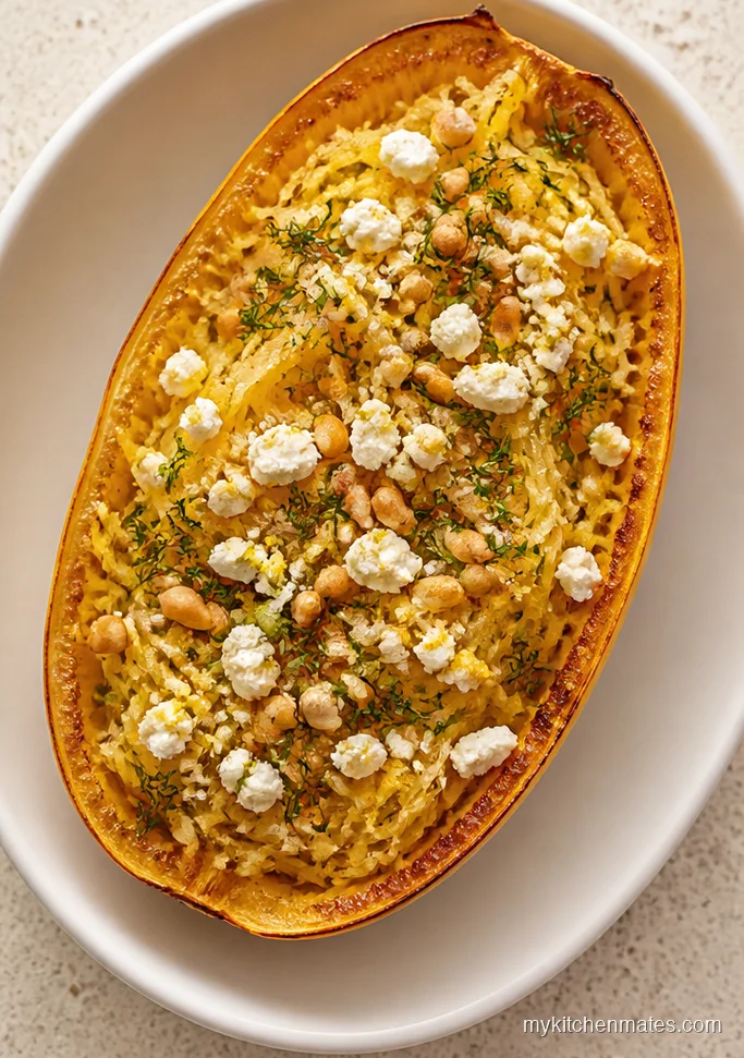 Lemon Dill Air Fryer Spaghetti Squash with Feta