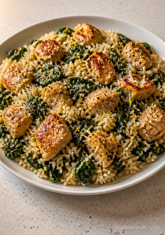 Lemon Garlic Chicken and Rice with Spinach