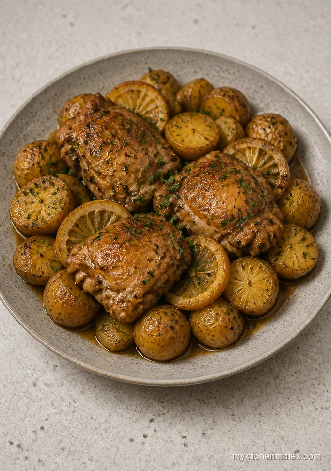 Lemon Garlic Chicken Thighs with Baby Potatoes