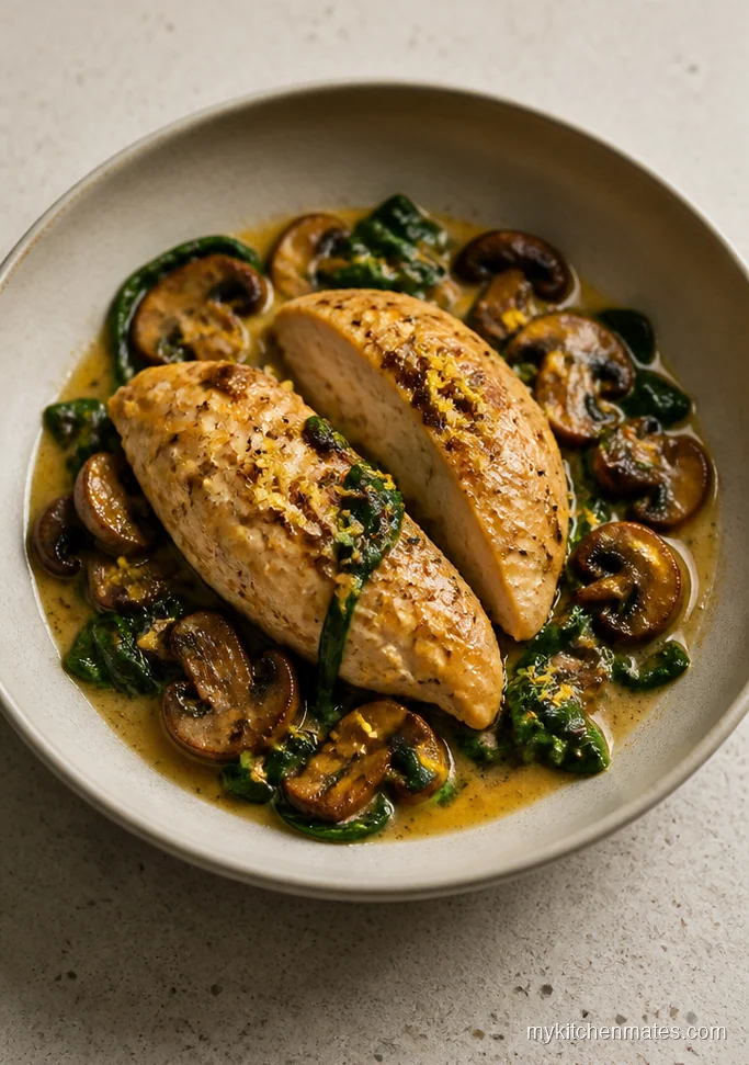 10 Low Carb High Protein Crockpot Recipes for Easy Meals Lemon Garlic Chicken with Mushrooms and Spinach