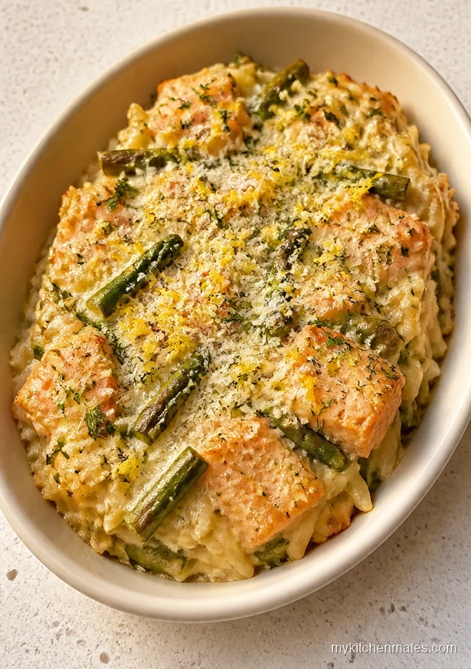 Lemon Herb Salmon Orzo Casserole
