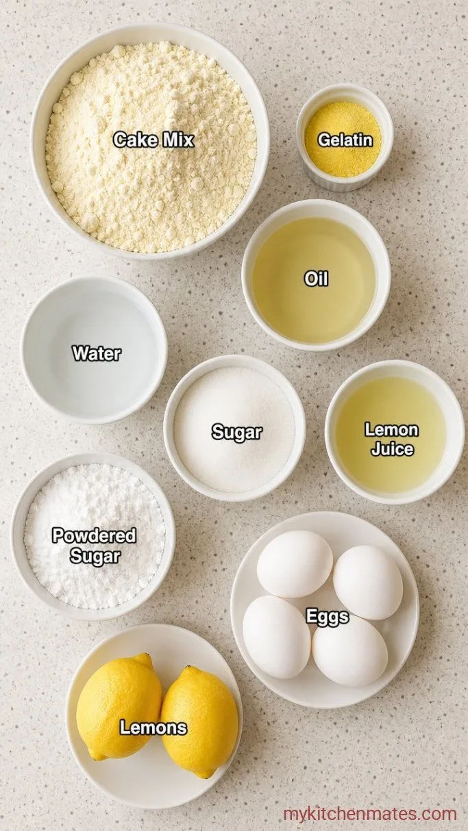 Moist Lemon Jello Cake That Stays Soft for Days Ingredients
