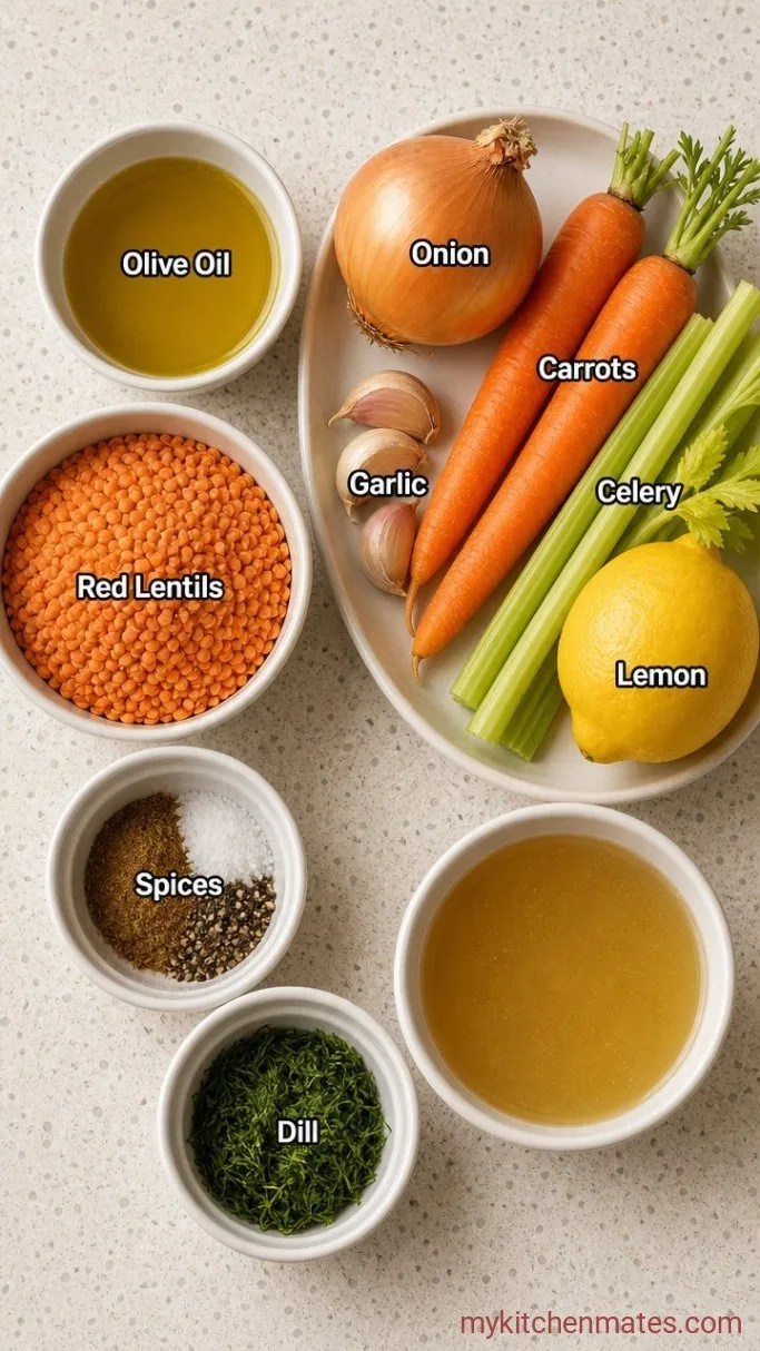 One-Pot Creamy Lemon Lentil Soup Ingredients