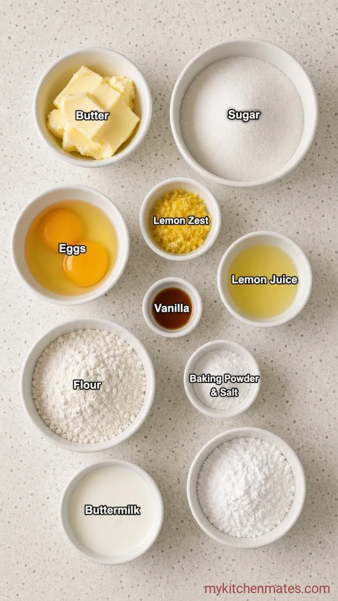 Bright and Tender Lemon Loaf Cake Ingredients