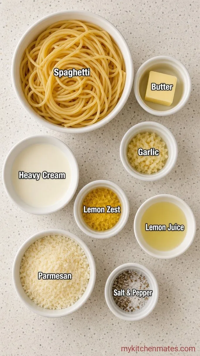 15-Minute Creamy Lemon Pasta Sauce Ingredients