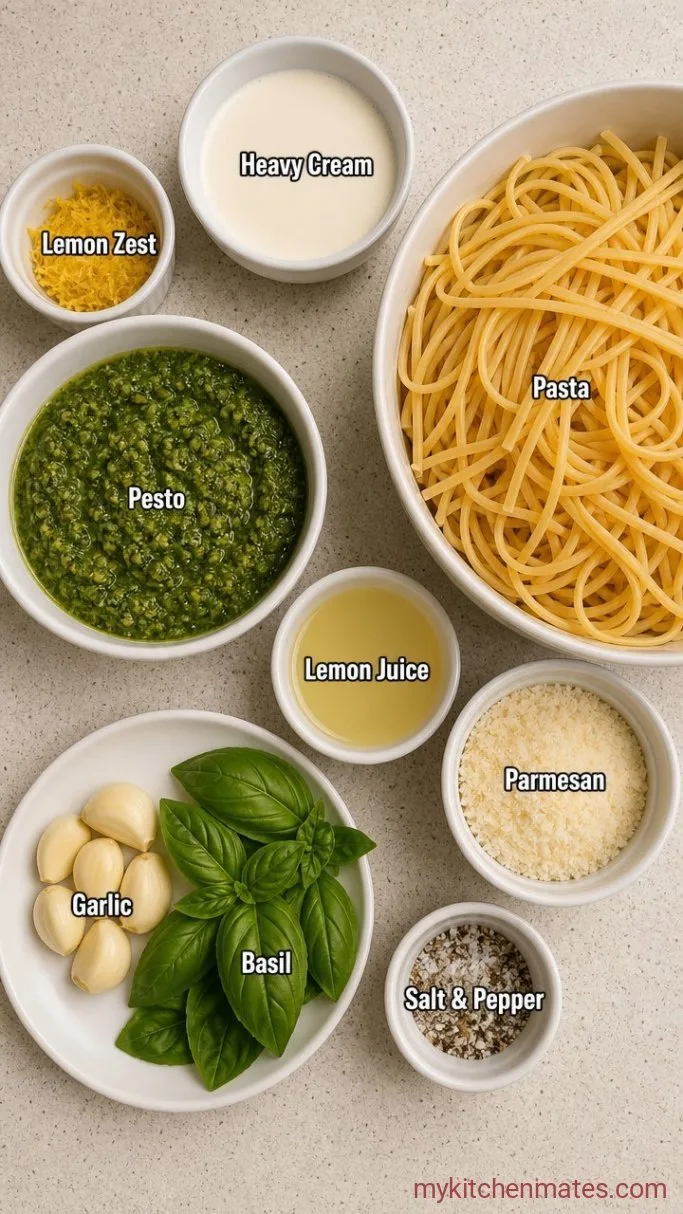 20-Minute Lemon Pesto Pasta Ingredients