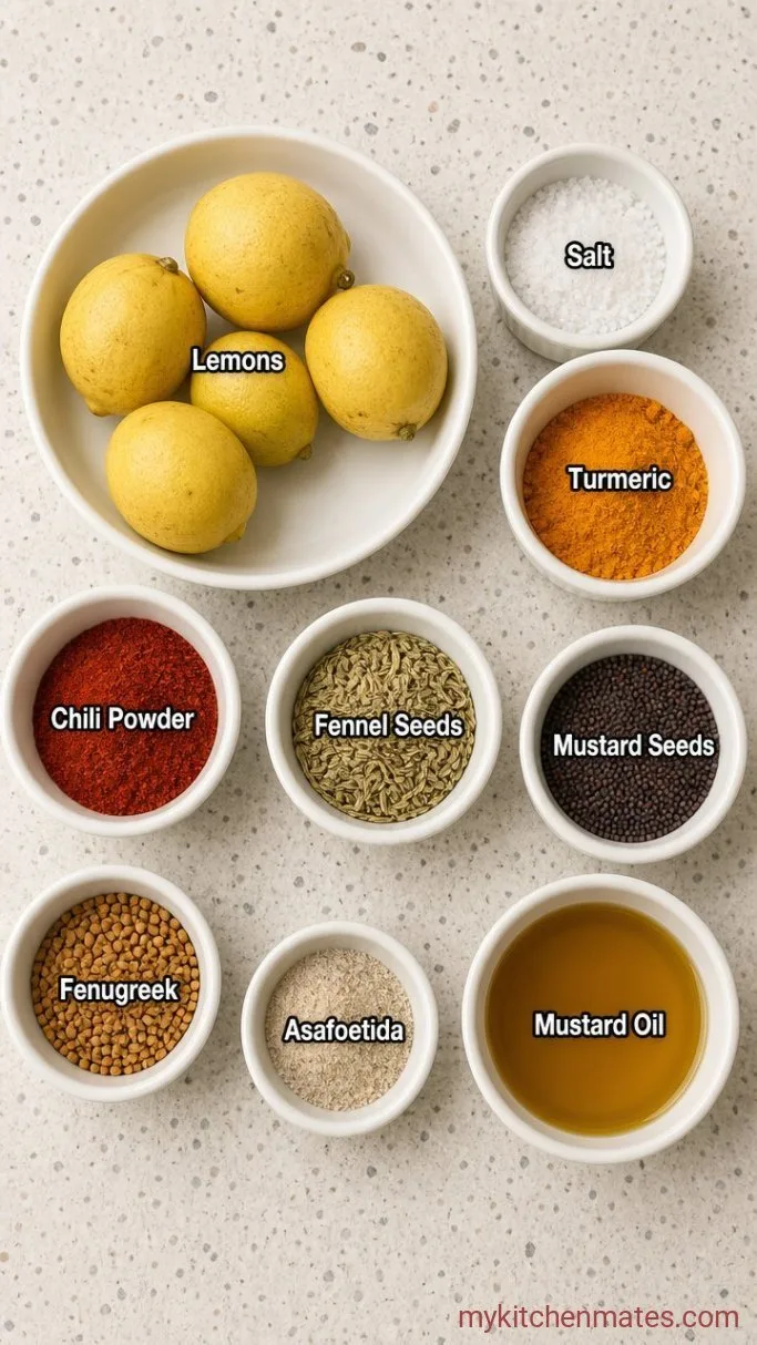 Spicy & Tangy Indian Lemon Pickle (Nimbu Ka Achar) Ingredients