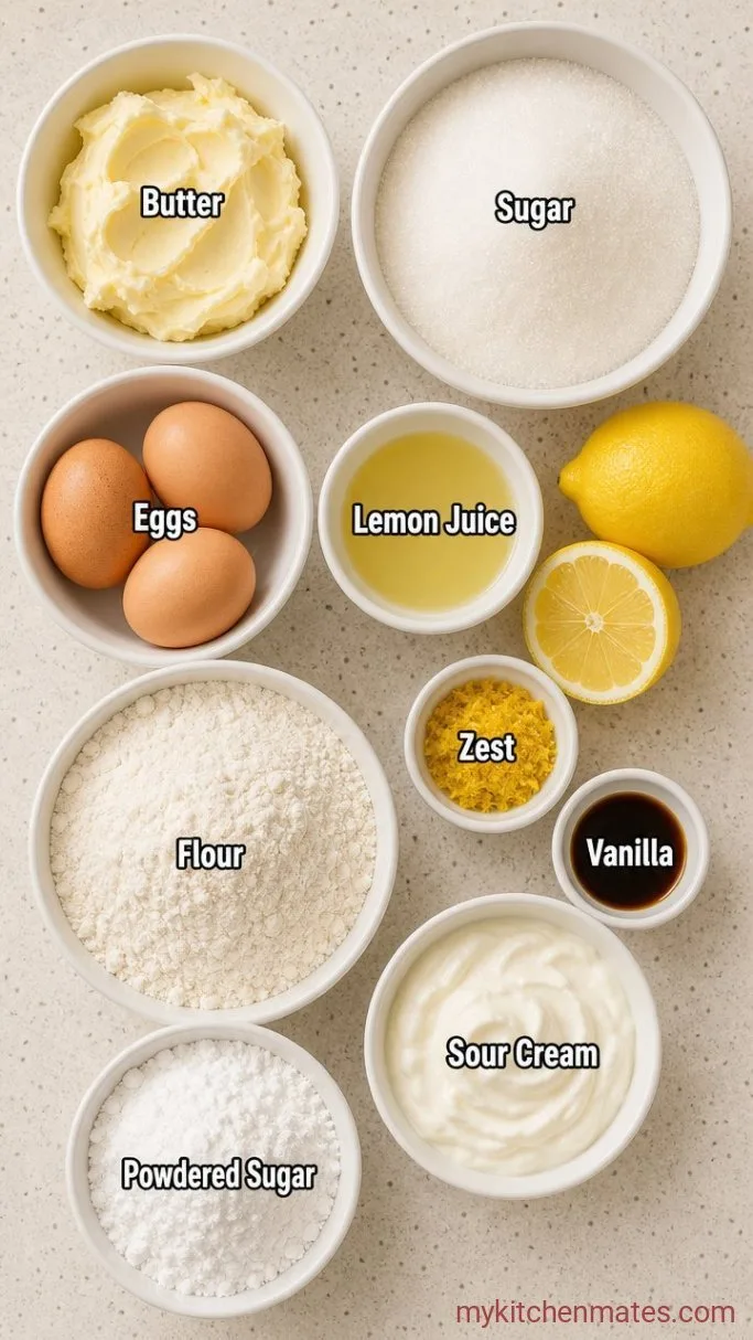Bright Lemon Pound Cake with Lemon Glaze Ingredients