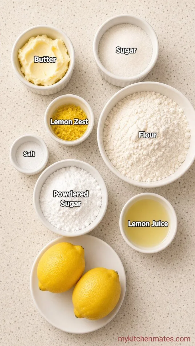 Zesty Lemon Shortbread Cookies Ingredients