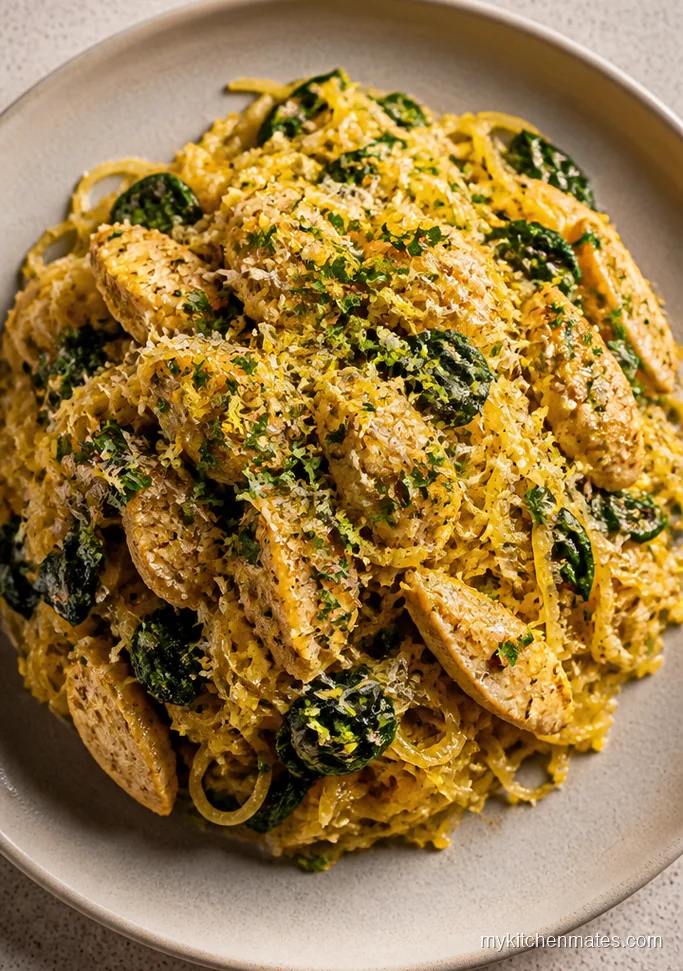 Lemon Spinach Chicken Spaghetti Squash