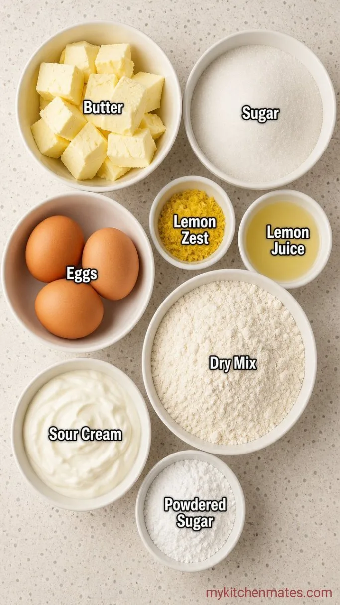 Moist Lemon Zest Cake with Tangy Lemon Glaze Ingredients