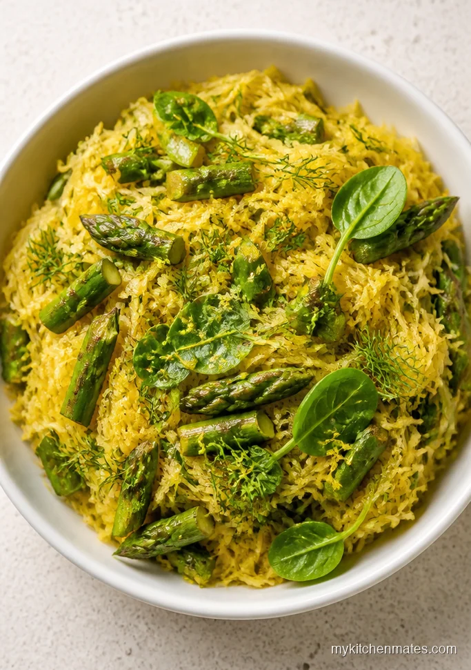 Lemony Asparagus Spaghetti Squash
