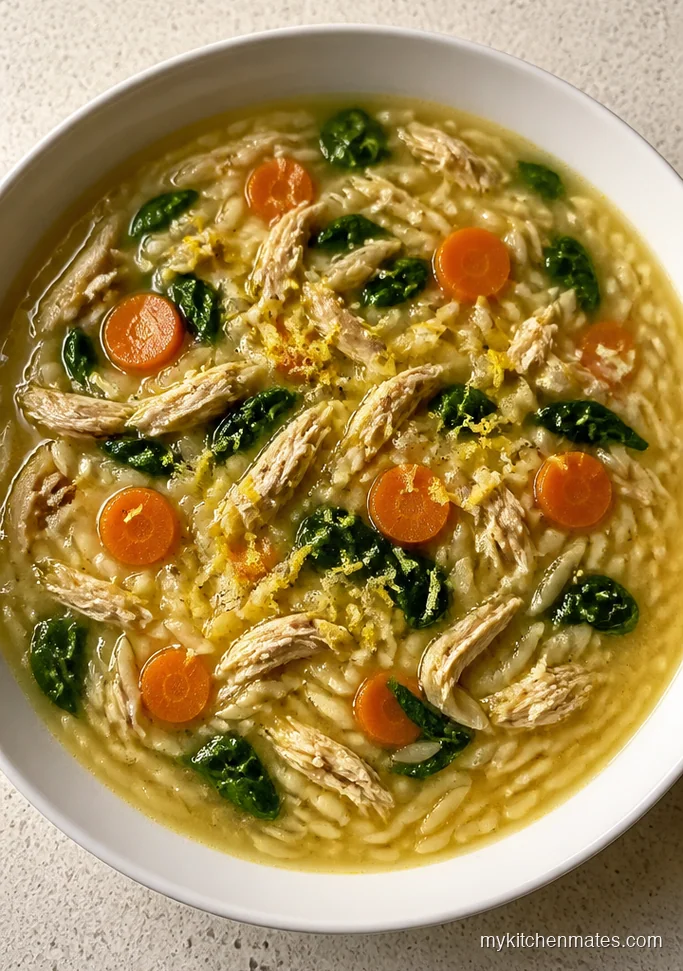 Lemony Chicken Orzo Soup
