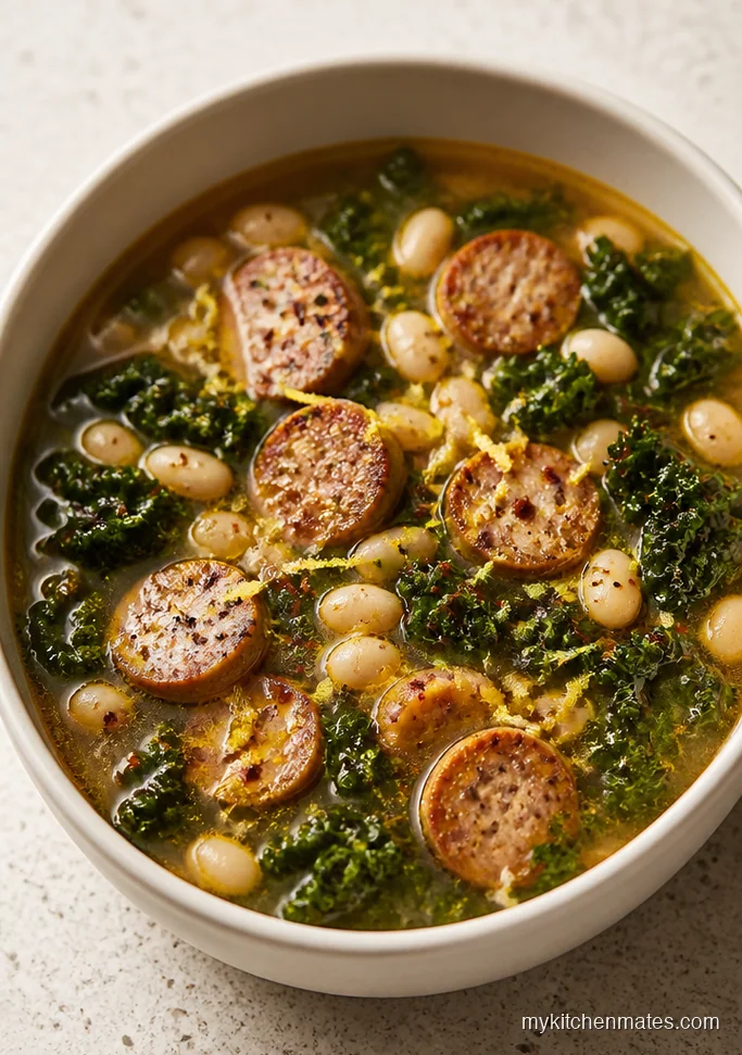 Lemony Chicken Sausage and Kale Soup