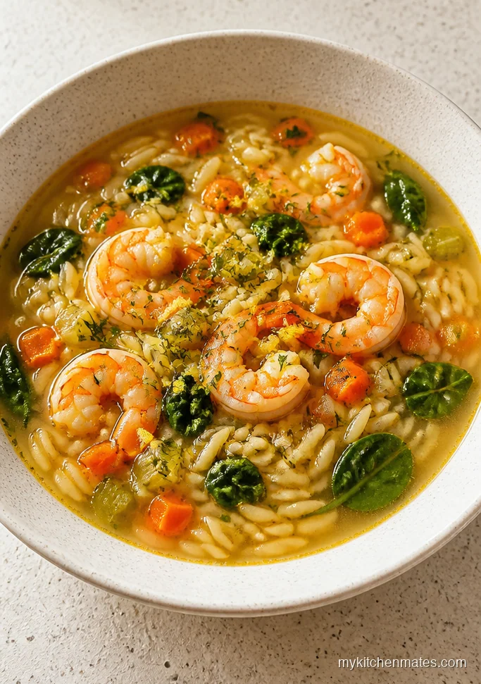 Lemony Orzo Shrimp Soup