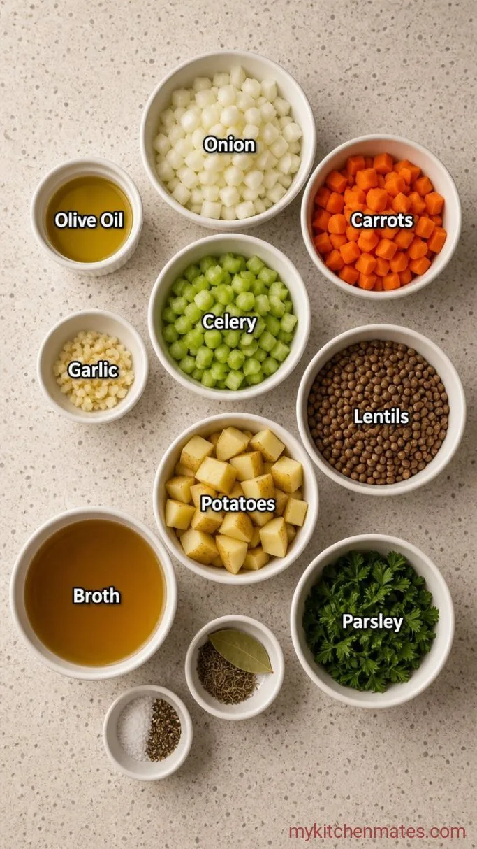 One-Pot Creamy Lentil Potato Soup Ingredients