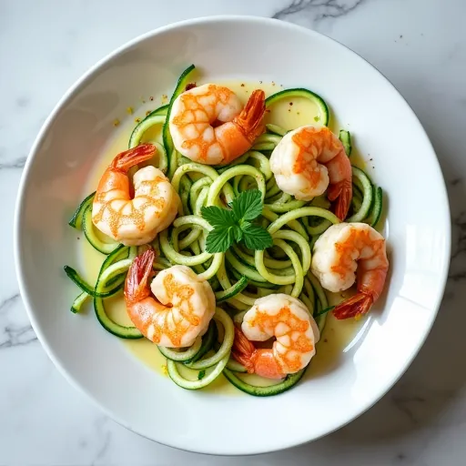 Light and Fresh Zucchini Noodle Shrimp Scampi