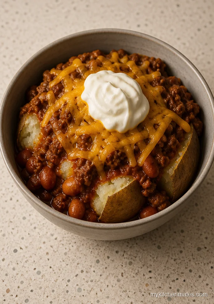 Loaded Baked Potato Beef Chili Bowls