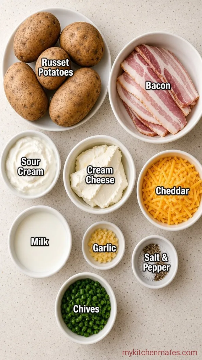 Cheesy No-Boil Loaded Baked Potato Casserole Ingredients