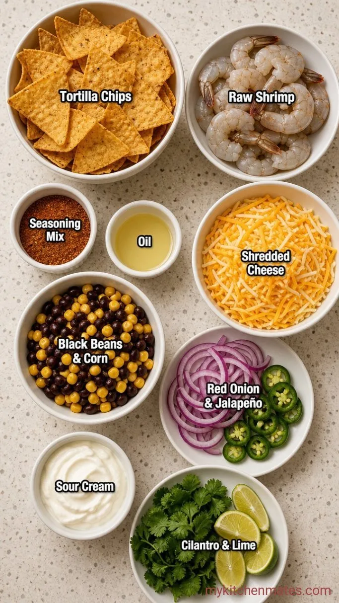 Crispy Sheet Pan Loaded Shrimp Nachos Ingredients