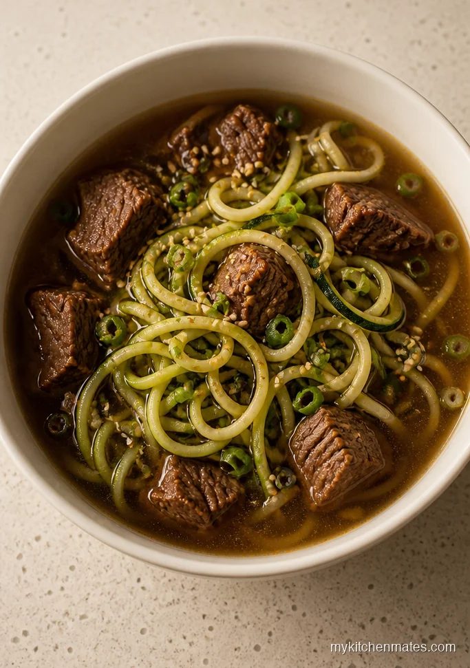 Low Carb Beef Ramen with Zucchini Noodles