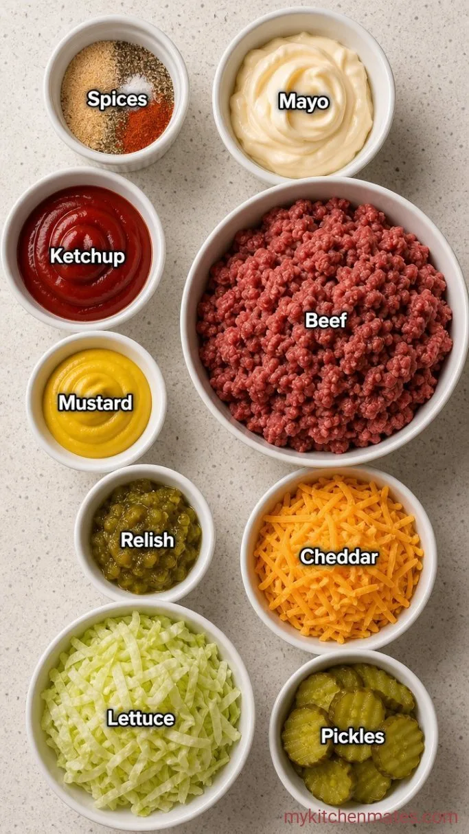 15-Minute Low Carb Big Mac Bowl Ingredients