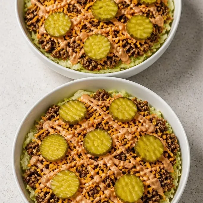 15-Minute Low Carb Big Mac Bowl Low Carb Big Mac Bowl