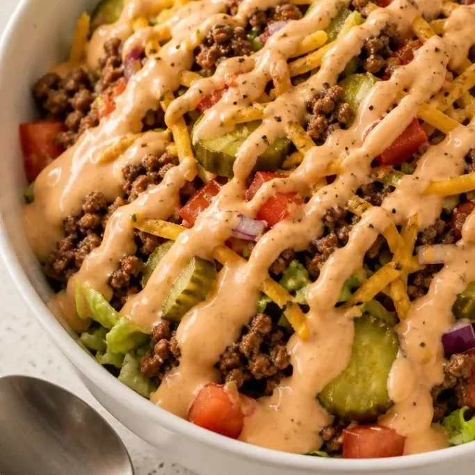 20-Minute Low Carb Burger Bowl with a Creamy Special Sauce Low Carb Burger Bowl