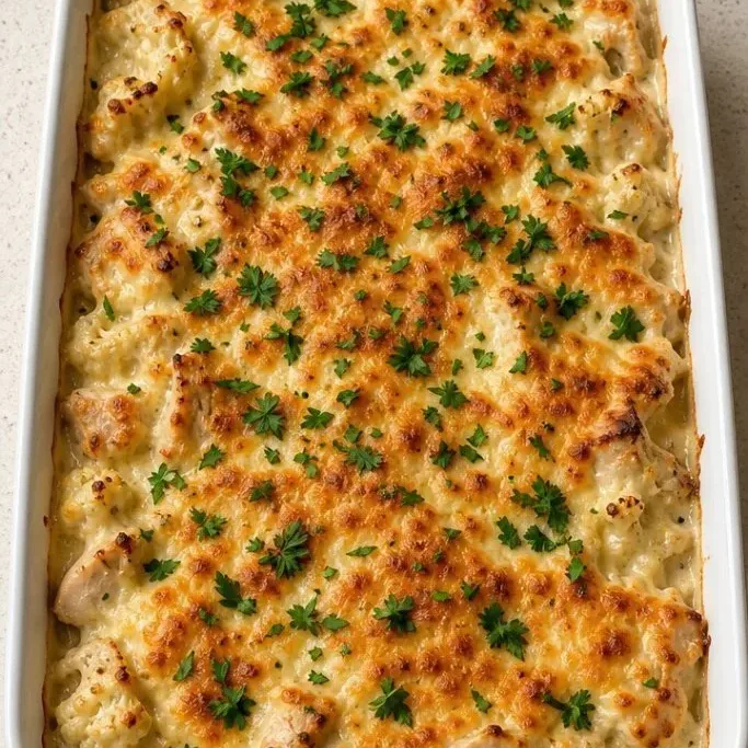 Low Carb Chicken Alfredo Bake