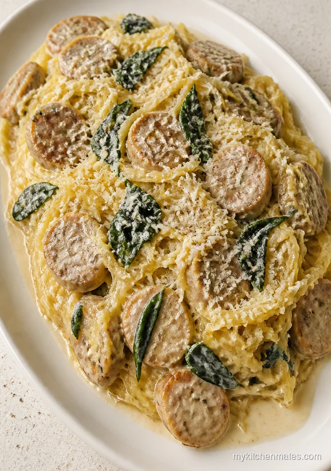 Low Carb Chicken Sausage Spinach Spaghetti Squash