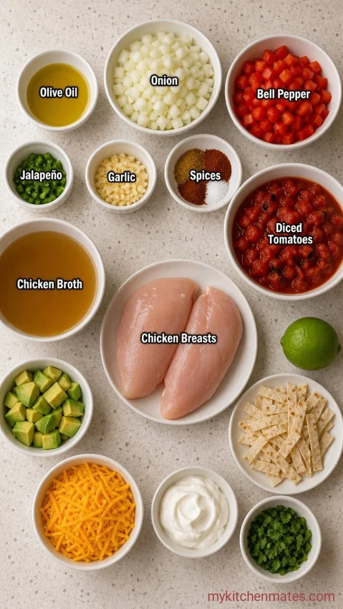 30-Minute Low Carb Chicken Tortilla Soup Ingredients