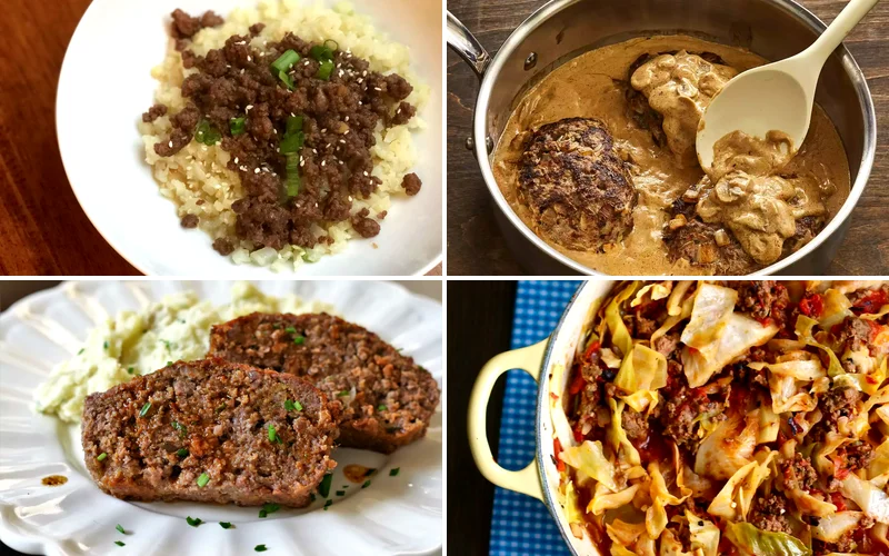 14 Quick Low-Carb Ground Beef Meals for Busy Families low carb ground beef recipes featured