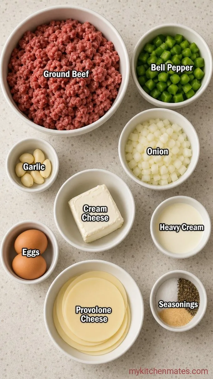 Quick Low Carb Philly Cheesesteak Casserole Ingredients