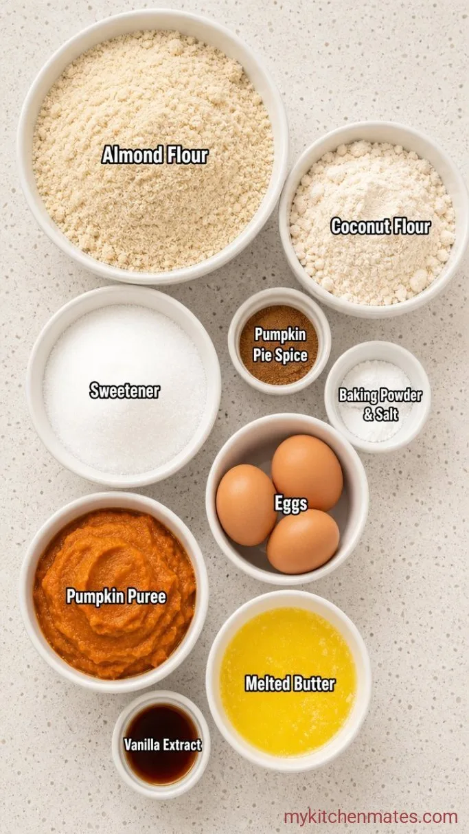 Fluffy Low Carb Pumpkin Muffins Ingredients