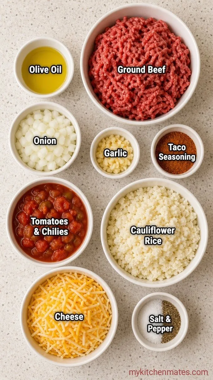 30-Minute Low Carb Taco Casserole Ingredients