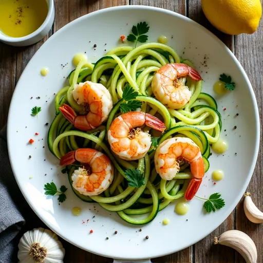 Low-Carb Zucchini Noodle Shrimp Scampi