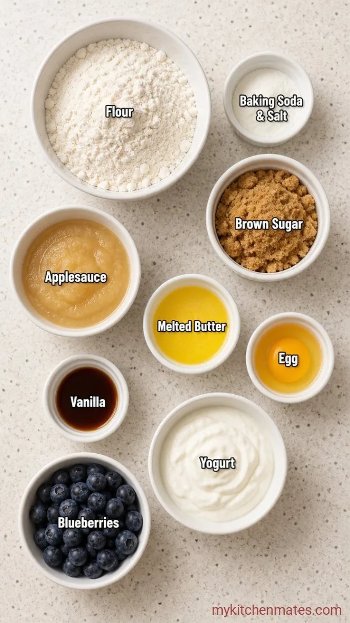 Tender Low Sugar Blueberry Muffins (Ready in 30 Minutes) Ingredients