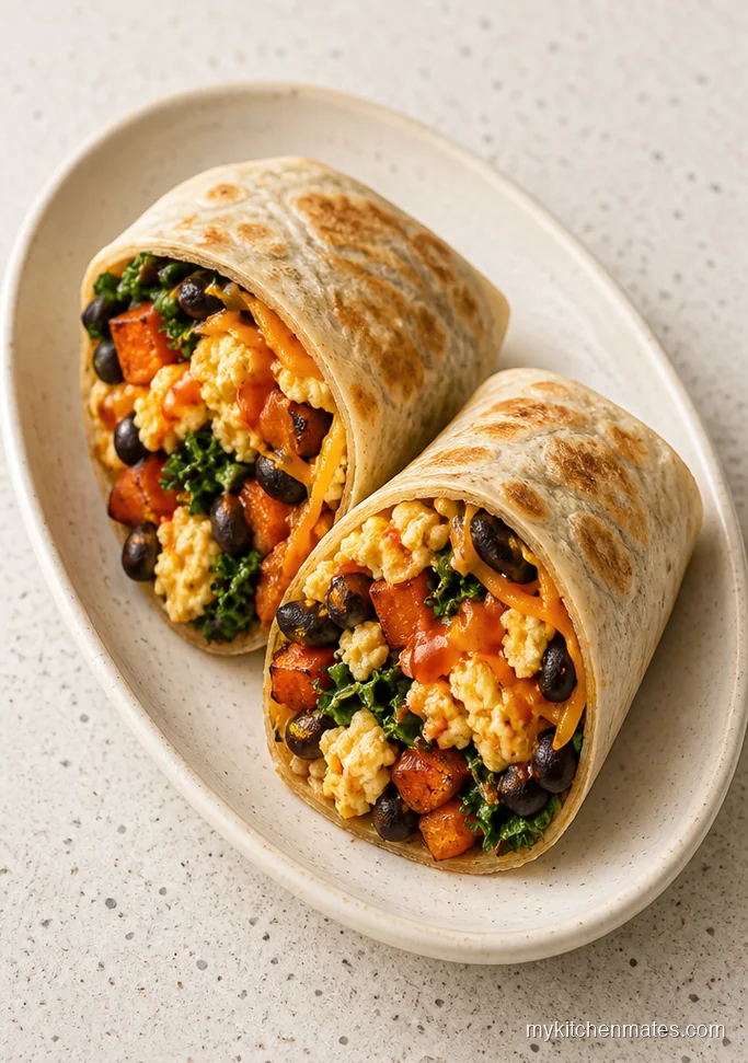 Make Ahead Sweet Potato Kale Breakfast Burritos
