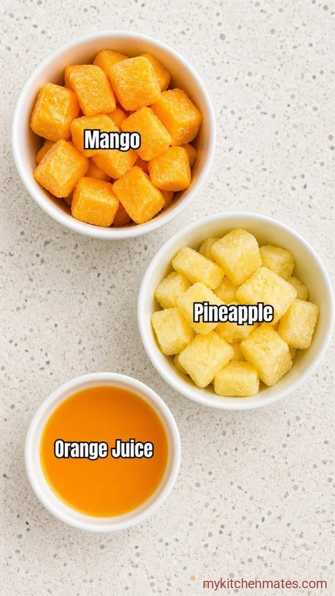 Quick 3-Ingredient Mango Pineapple Smoothie Ingredients
