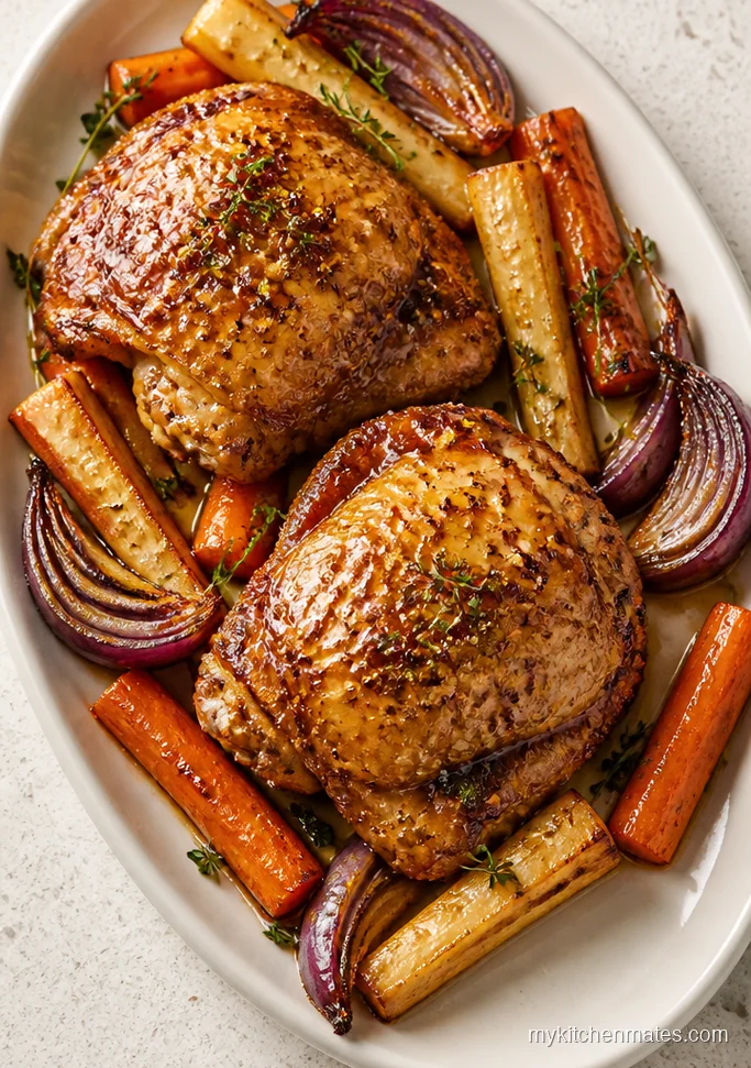 Maple Dijon Chicken Thighs with Root Vegetables