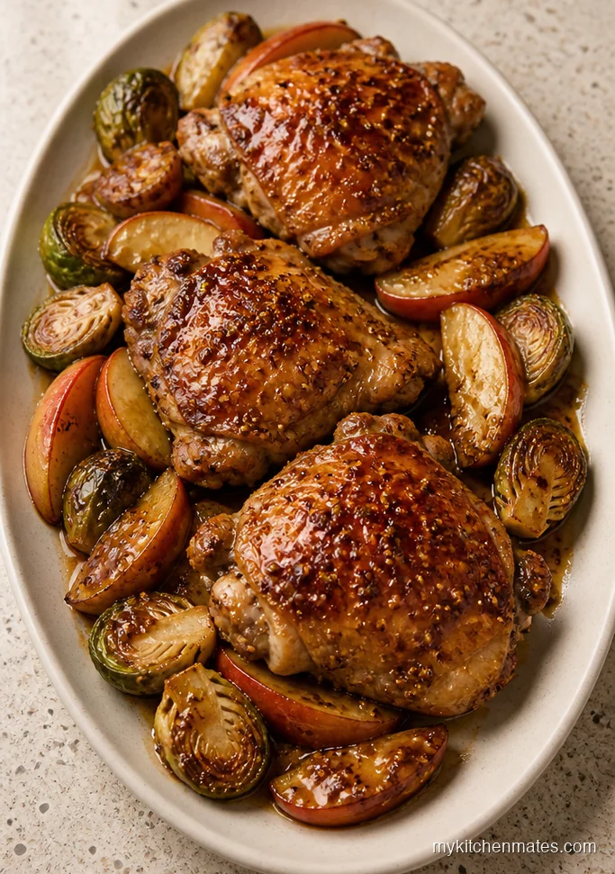 Maple Dijon Chicken with Apples and Brussels Sprouts