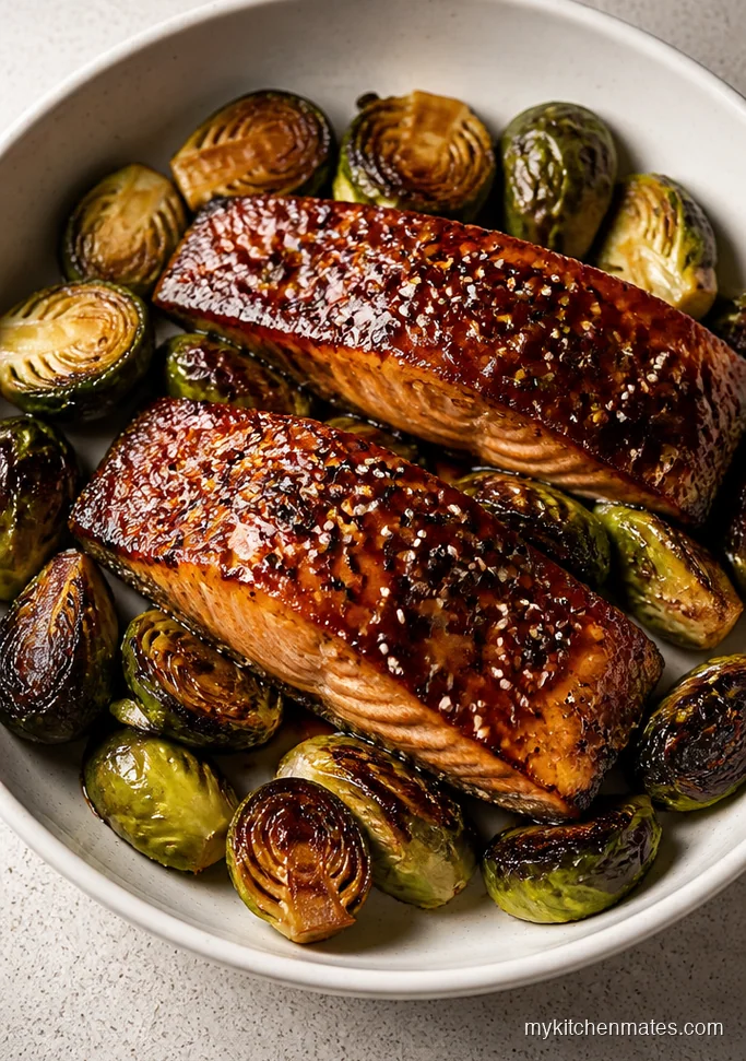 Maple Miso Salmon with Brussels Sprouts