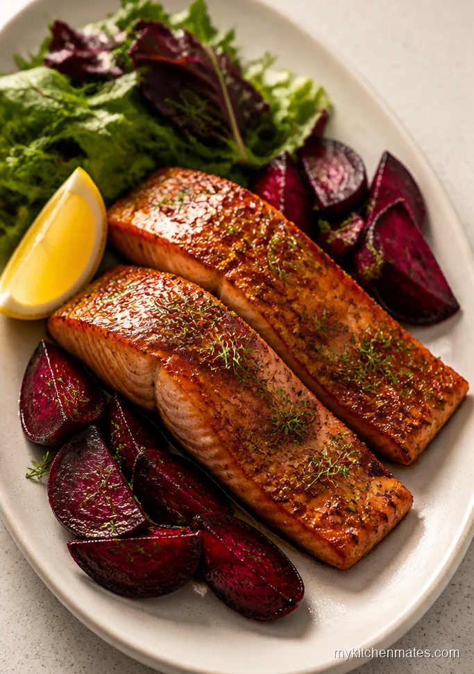 10 Cozy Healthy Fall Dinner Recipes You'll Actually Cook Maple Mustard Salmon with Roasted Beets