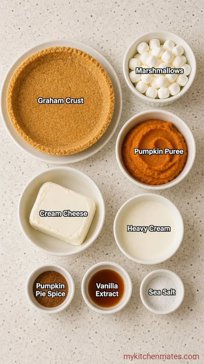 Fluffy No-Bake Marshmallow Pumpkin Pie Ingredients