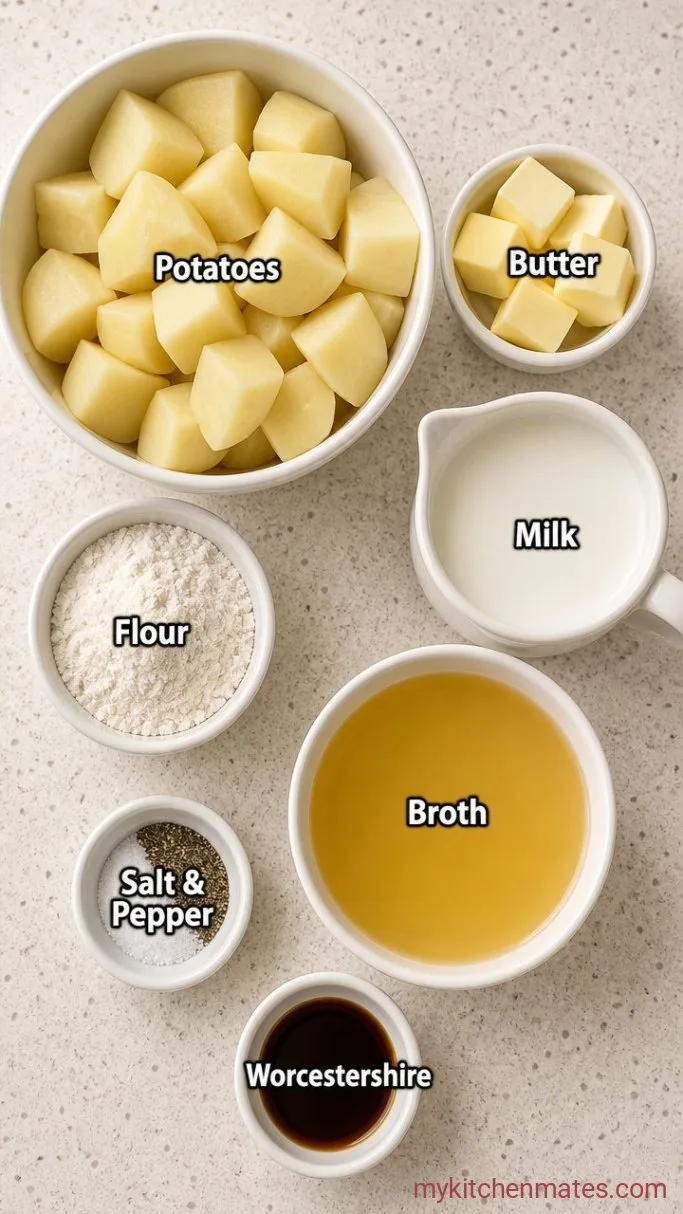 No-Lump Mashed Potatoes and Quick Pan Gravy Ingredients