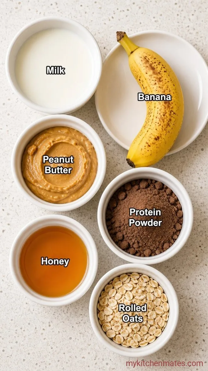 4-Ingredient Peanut Butter Mass Gainer Shake Ingredients